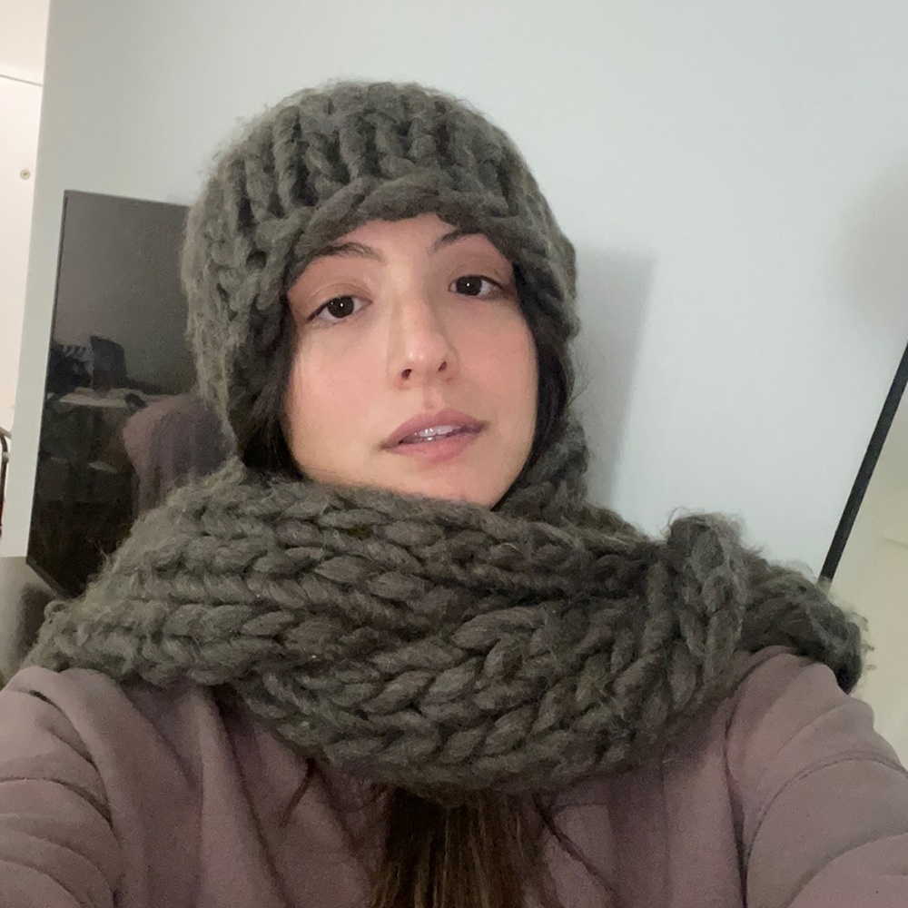Grey/Brown Winter Hat and Scarf Set, Zara